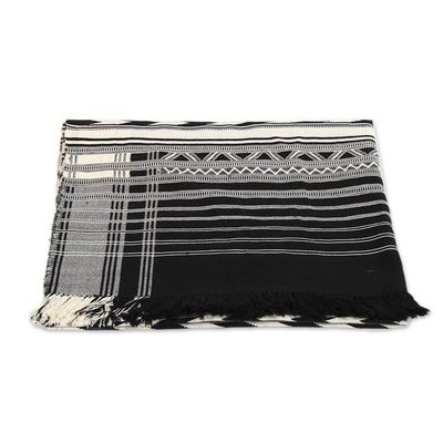 Alternate image for Cotton Striped Throw from India Monochrome Symmetry