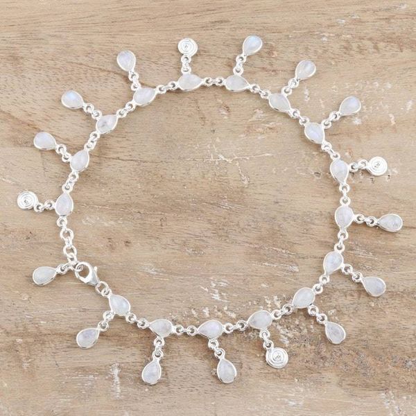 Alternate image for Hand Made Rainbow Moonstone Charm Anklet from India Starry Allure