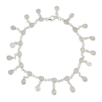 Alternate image for Hand Made Rainbow Moonstone Charm Anklet from India Starry Allure