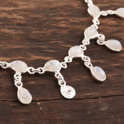 Alternate image for Hand Made Rainbow Moonstone Charm Anklet from India Starry Allure