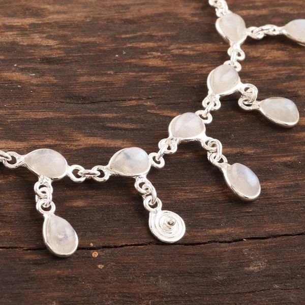 Alternate image for Hand Made Rainbow Moonstone Charm Anklet from India Starry Allure