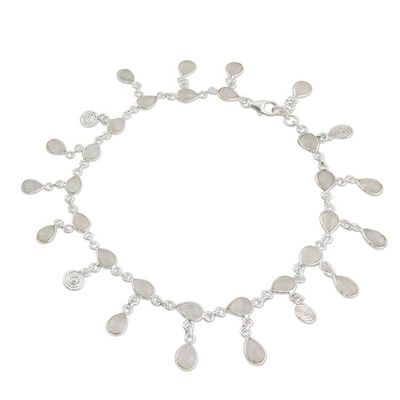 Alternate image for Hand Made Rainbow Moonstone Charm Anklet from India Starry Allure