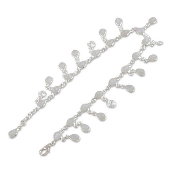 Alternate image for Hand Made Rainbow Moonstone Charm Anklet from India Starry Allure