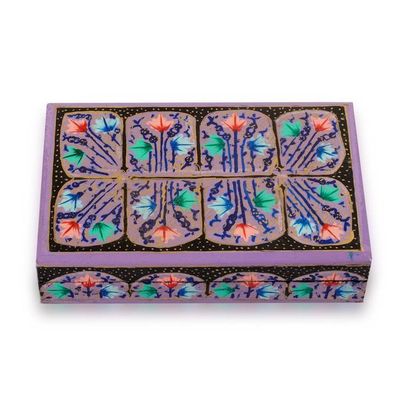 Alternate image for Botanical-Inspired Painted Wood Papier Mache Decorative Box Lavender Blossom Arch