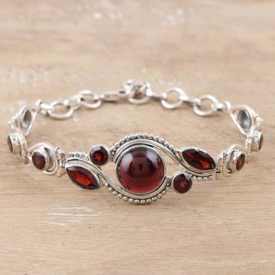 Alternate image for Sterling Silver and Garnet Pendant Bracelet Earth Glow in Red