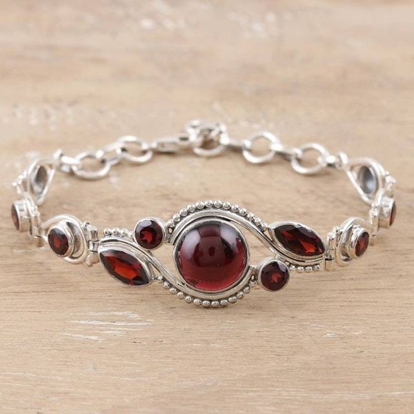 Alternate image for Sterling Silver and Garnet Pendant Bracelet Earth Glow in Red