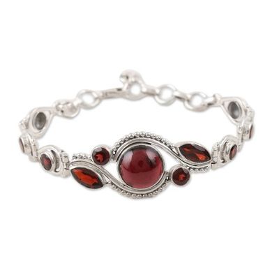 Alternate image for Sterling Silver and Garnet Pendant Bracelet Earth Glow in Red