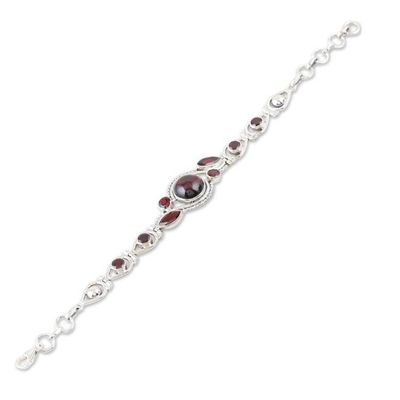 Alternate image for Sterling Silver and Garnet Pendant Bracelet Earth Glow in Red