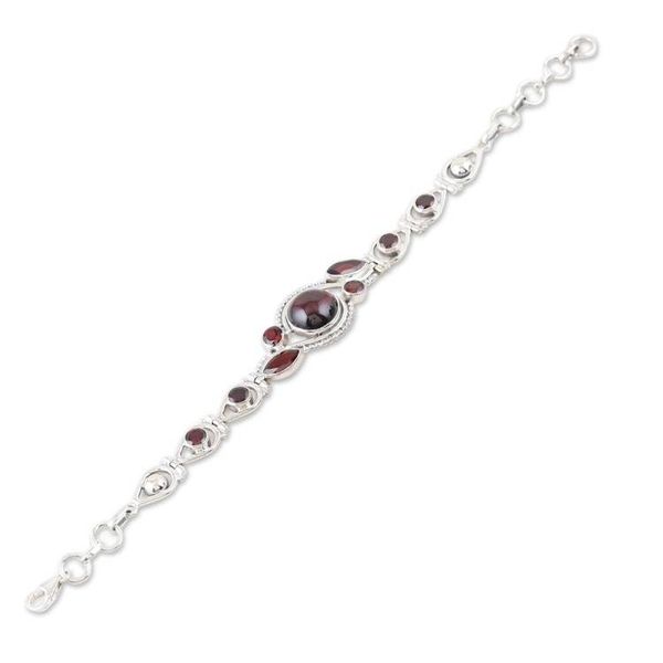 Alternate image for Sterling Silver and Garnet Pendant Bracelet Earth Glow in Red