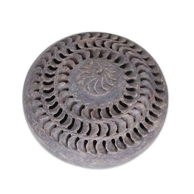 Alternate image for Handcrafted Soapstone Decorative Box with Jali Pattern Jali Illusion