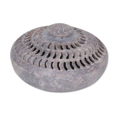 Alternate image for Handcrafted Soapstone Decorative Box with Jali Pattern Jali Illusion