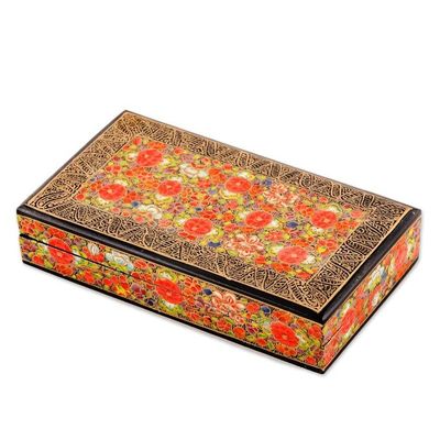 Alternate image for Floral Motif Papier Mache Decorative Box from India Floral Intricacy