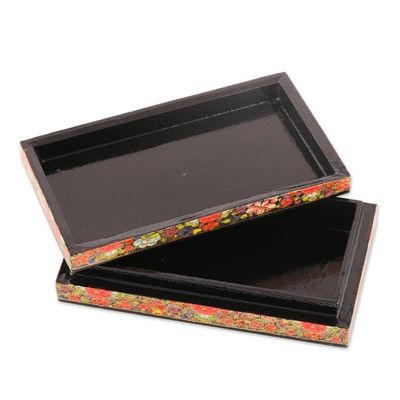 Alternate image for Floral Motif Papier Mache Decorative Box from India Floral Intricacy