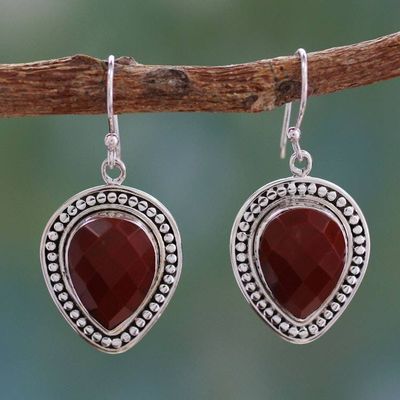 Alternate image for Faceted Red Jasper Dangle Earrings Facets of Fire