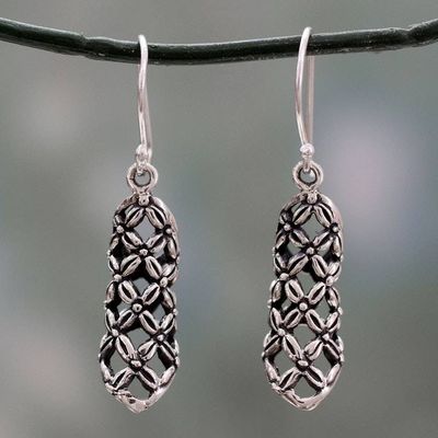 Primary image for Floral Theme Fair Trade Earrings in Sterling Silver Daisy Droplets