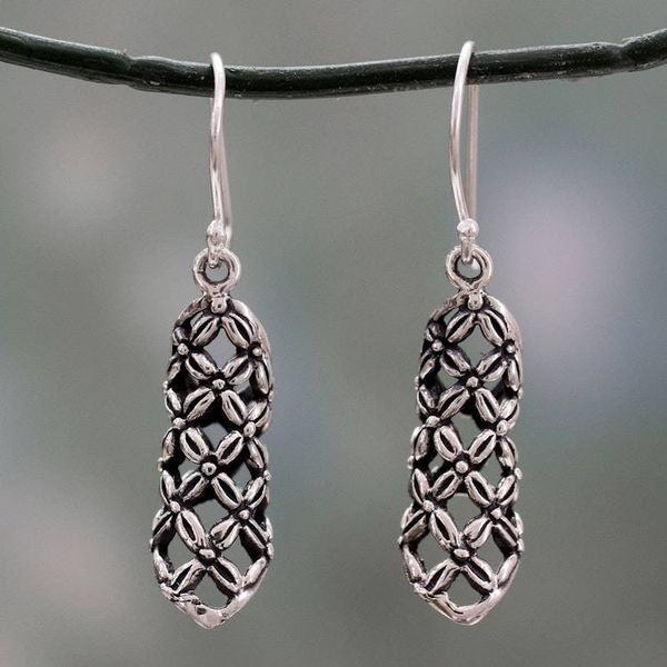 Alternate image for Floral Theme Fair Trade Earrings in Sterling Silver Daisy Droplets