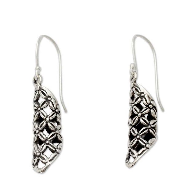 Alternate image for Floral Theme Fair Trade Earrings in Sterling Silver Daisy Droplets
