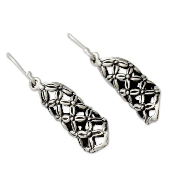 Alternate image for Floral Theme Fair Trade Earrings in Sterling Silver Daisy Droplets