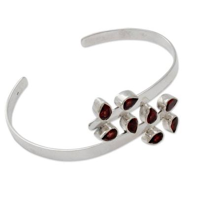 Alternate image for Sterling Silver Cuff Garnet Bracelet Modern Jewelry Red Forest Fern