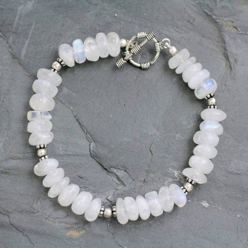 Rainbow Moonstone Beaded Bracelet 'Indian Rainbow'