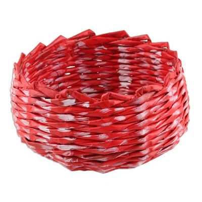 Alternate image for Red and White Recycled Paper Basket from India Red and White