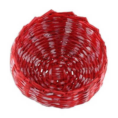 Alternate image for Red and White Recycled Paper Basket from India Red and White