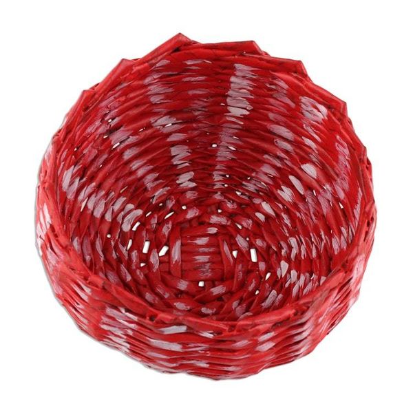Alternate image for Red and White Recycled Paper Basket from India Red and White