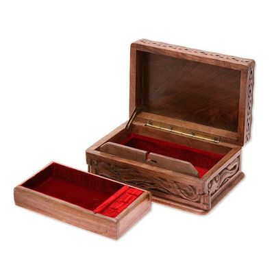 Alternate image for Hand Carved Wood Jewelry Box from India Lucky Dragon