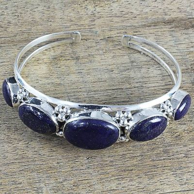 Alternate image for Lapis Lazuli Gemstone and Sterling Silver Cuff Bracelet Blue Allure