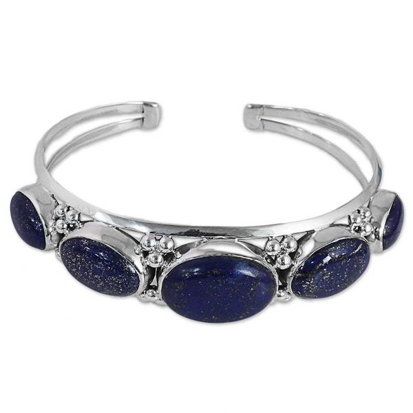 Alternate image for Lapis Lazuli Gemstone and Sterling Silver Cuff Bracelet Blue Allure