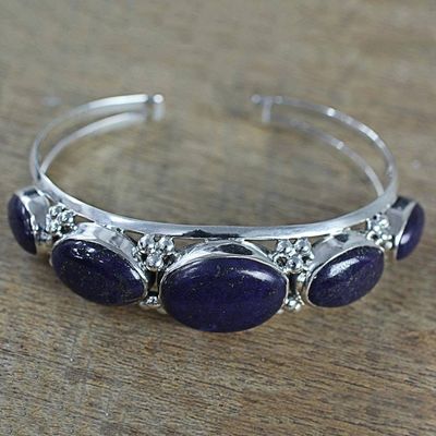 Alternate image for Lapis Lazuli Gemstone and Sterling Silver Cuff Bracelet Blue Allure