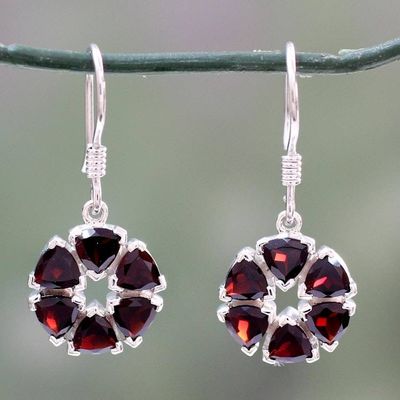 Alternate image for Fair Trade Floral Sterling Silver and Garnet Earrings Glorious