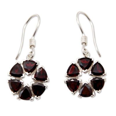 Alternate image for Fair Trade Floral Sterling Silver and Garnet Earrings Glorious