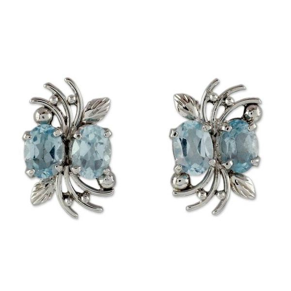 Alternate image for 4 Carat Blue Topaz and Sterling Silver Earrings Azure Treasure