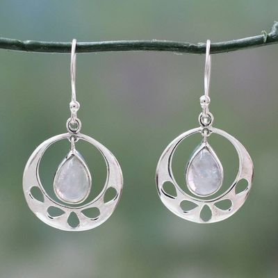 Alternate image for Rainbow Moonstone Jewelry Indian Sterling Silver Earrings Simply Ravishing
