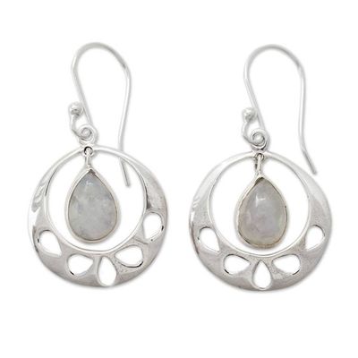 Alternate image for Rainbow Moonstone Jewelry Indian Sterling Silver Earrings Simply Ravishing
