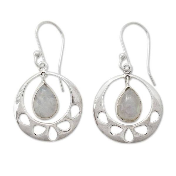 Alternate image for Rainbow Moonstone Jewelry Indian Sterling Silver Earrings Simply Ravishing