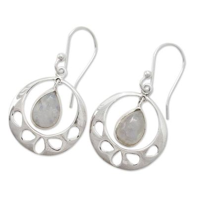 Alternate image for Rainbow Moonstone Jewelry Indian Sterling Silver Earrings Simply Ravishing