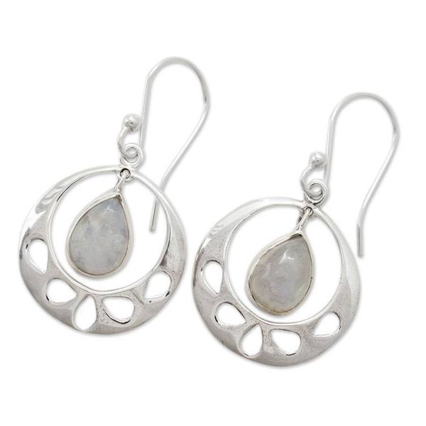 Alternate image for Rainbow Moonstone Jewelry Indian Sterling Silver Earrings Simply Ravishing