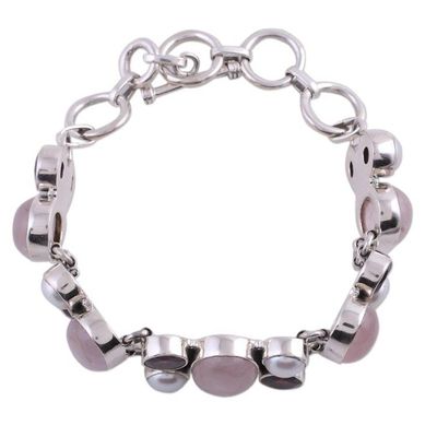 Alternate image for Pearl Rose Quartz and Garnet Bracelet from India A Spell of Romance