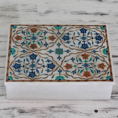Alternate image for Handcrafted Indian Floral Marble Inlay Jewelry Box Medallions