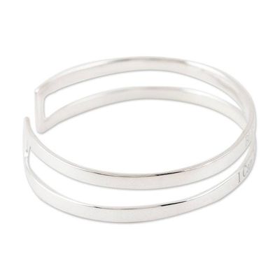 Alternate image for Hand Made Sterling Silver Cuff Bracelet Positive Mood
