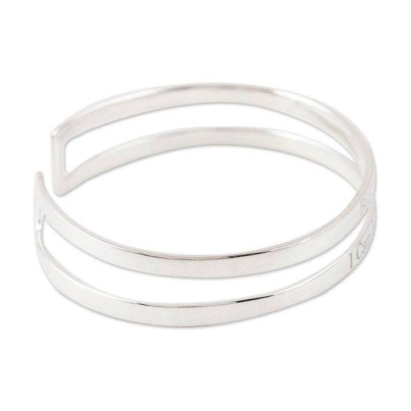 Alternate image for Hand Made Sterling Silver Cuff Bracelet Positive Mood