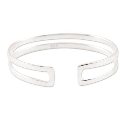 Alternate image for Hand Made Sterling Silver Cuff Bracelet Positive Mood