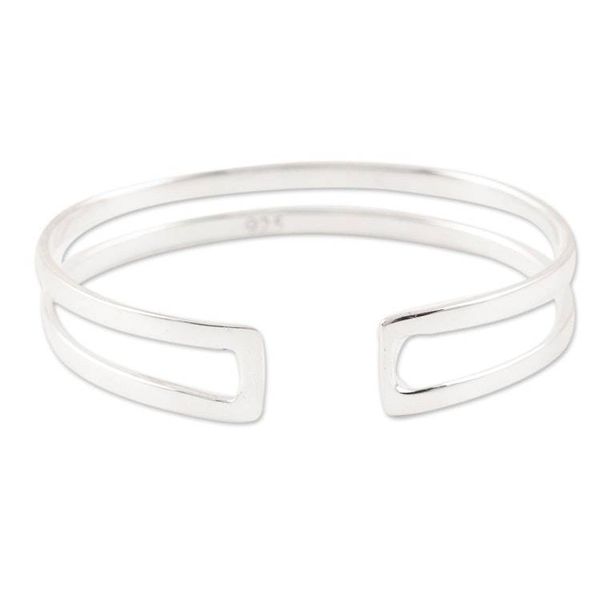 Alternate image for Hand Made Sterling Silver Cuff Bracelet Positive Mood