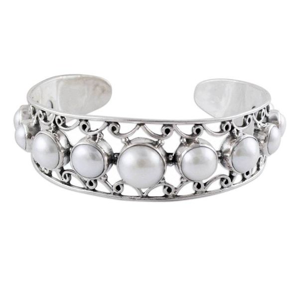 Alternate image for Cultured Pearl and Sterling Silver Cuff Bracelet from India Nostalgic Chic