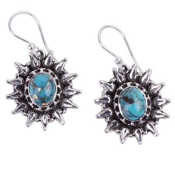 Alternate image for Silver and Composite Turquoise Artisan Crafted Earrings Eternal Radiance