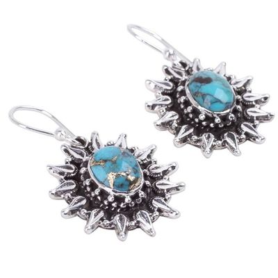 Alternate image for Silver and Composite Turquoise Artisan Crafted Earrings Eternal Radiance