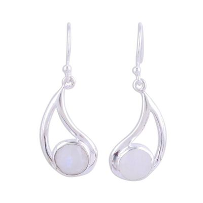 Alternate image for Faceted Rainbow Moonstone and Sterling Silver Earrings Misty Charm