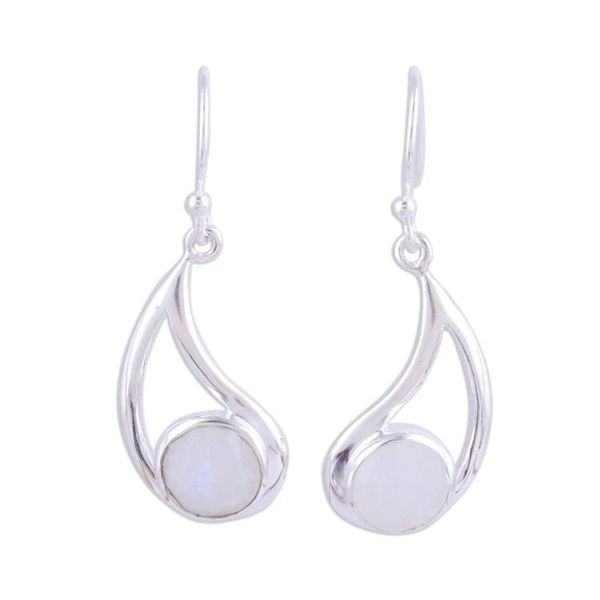 Alternate image for Faceted Rainbow Moonstone and Sterling Silver Earrings Misty Charm